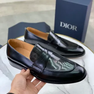 Dior लोफर काला भूरा चमकदार पैटेंट चमड़ा पारदर्शी तिरछा प्रिंट ओवरले लोफर