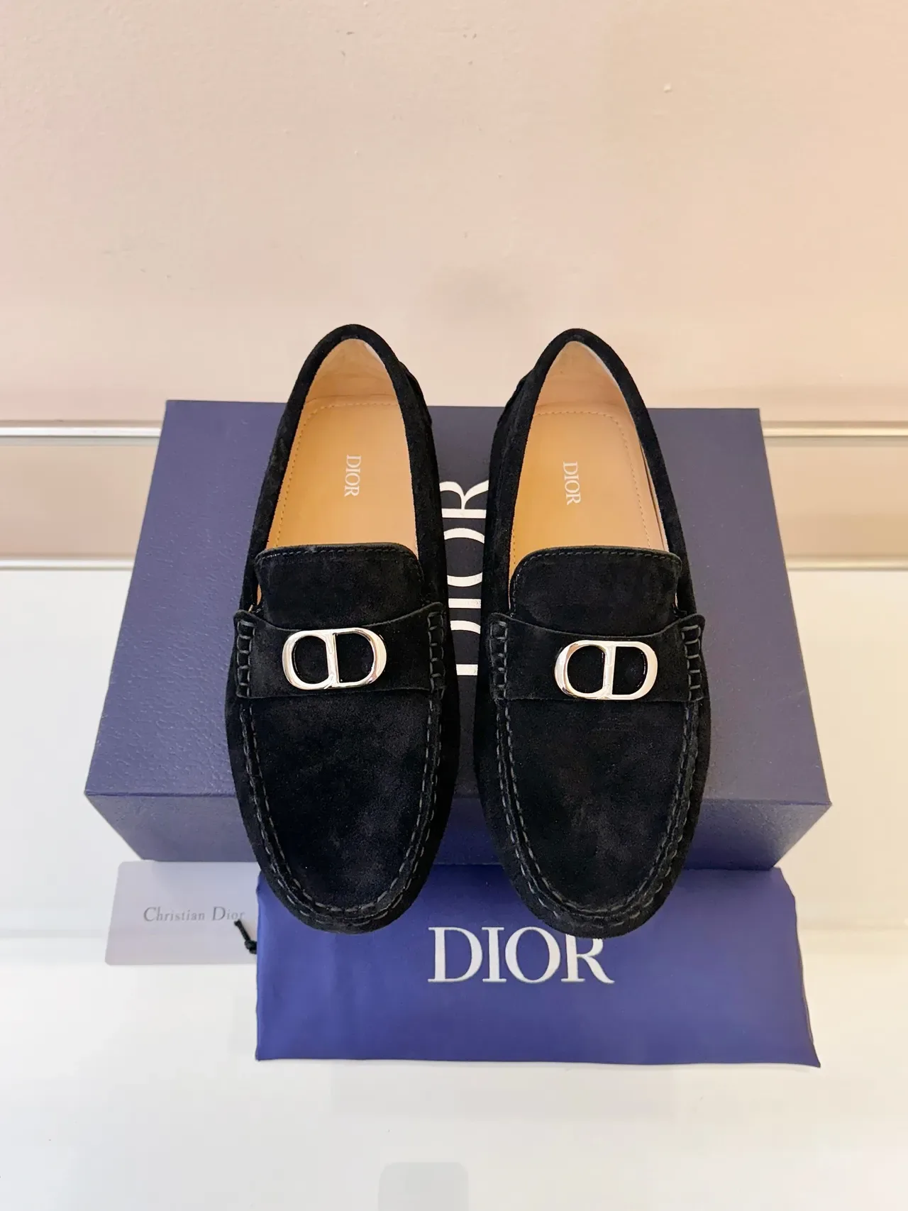 Dior Mocasines Negros de Ante con Hebilla D de Metal Slip-On 6