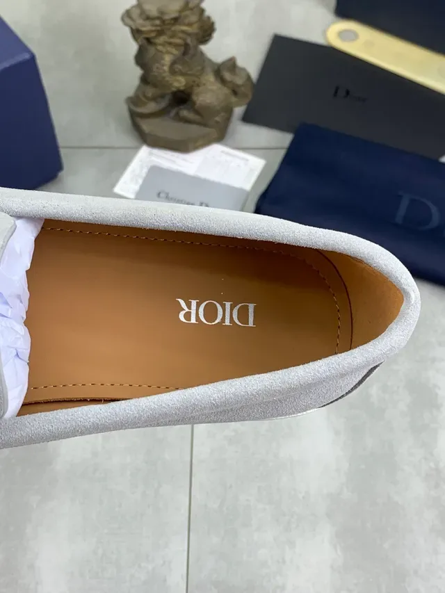 Dior Loafer Light Gray Suede CD-Logo Buckle Loafers 3