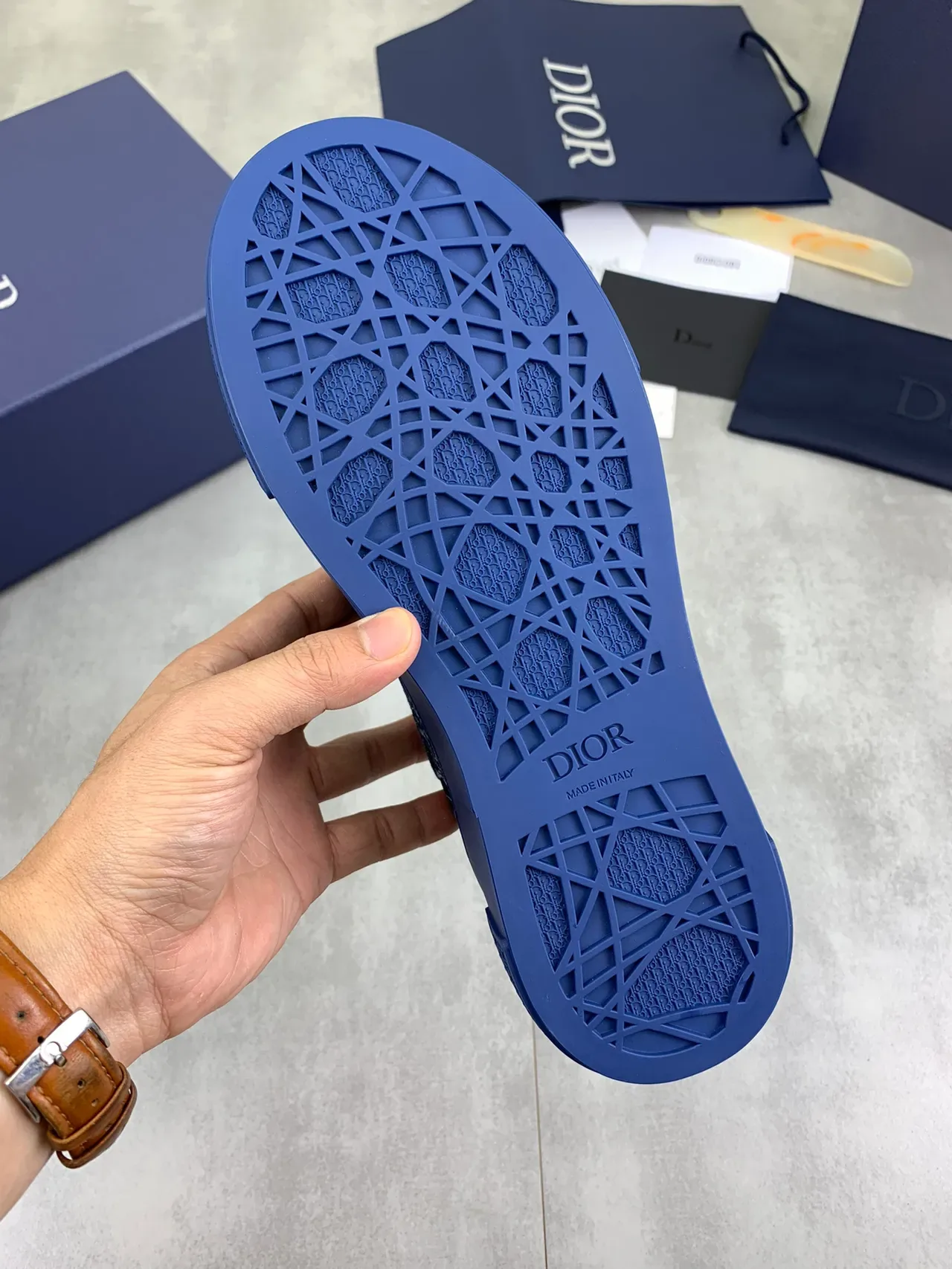 Dior Navy White Denim Upper Monogram Print Lifestyle Sneakers 4