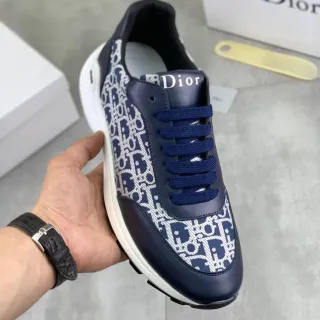 Dior Navy White Monogram Jacquard Leather Overlays Lifestyle Sneakers