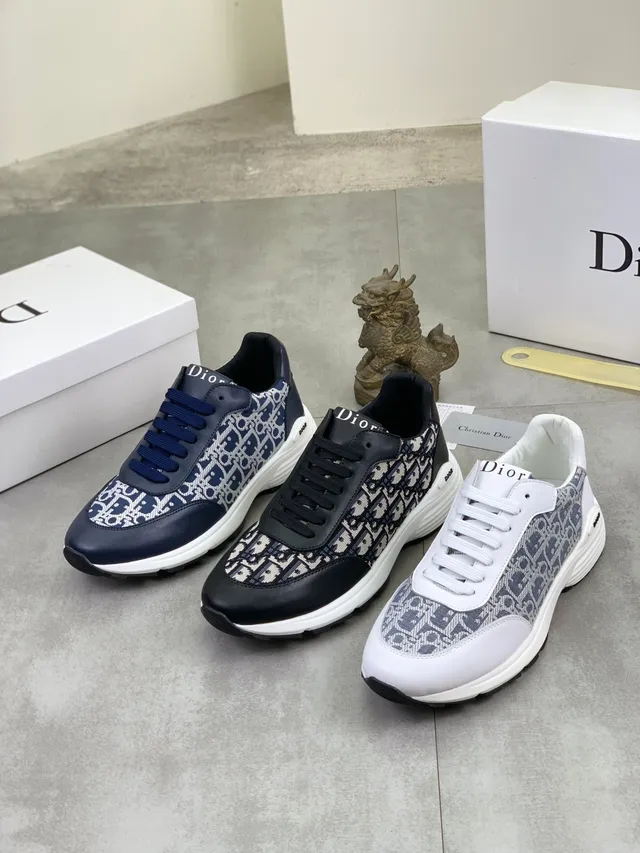 Dior Navy White Monogram Jacquard Leather Overlays Lifestyle Sneakers 2