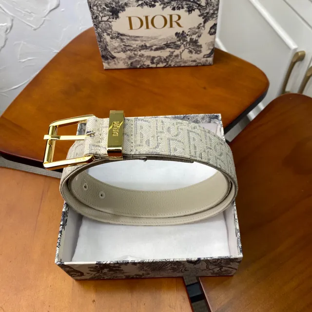 Dior Oblique Beige Black Monogrammed Hardware Canvas Belt 7