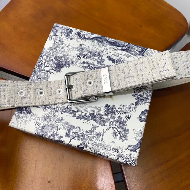 Dior Oblique Beige Black Monogrammed Hardware Canvas Belt 8