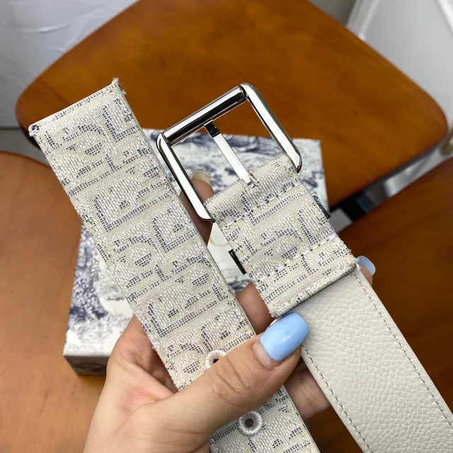Dior Oblique Beige Black Monogrammed Hardware Canvas Belt 9
