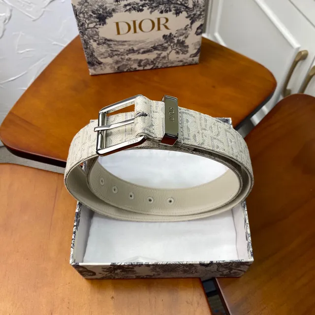 Dior Oblique Beige Black Monogrammed Hardware Canvas Belt 13