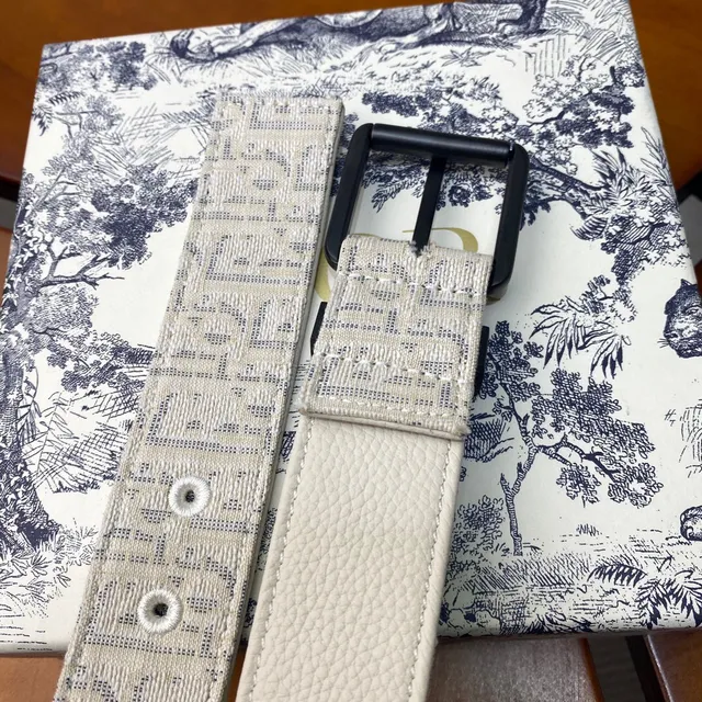 Dior Oblique Beige Black Monogrammed Hardware Canvas Belt 14