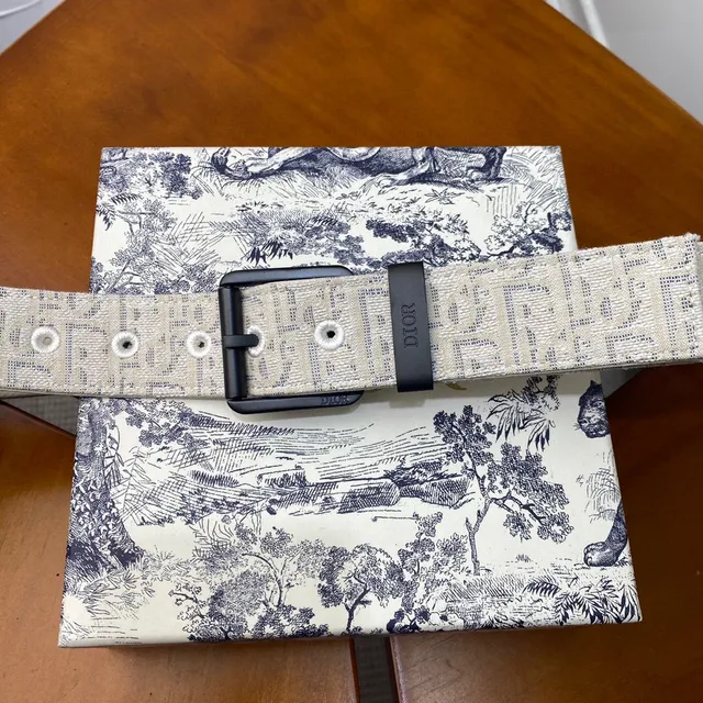 Dior Oblique Beige Black Monogrammed Hardware Canvas Belt 16