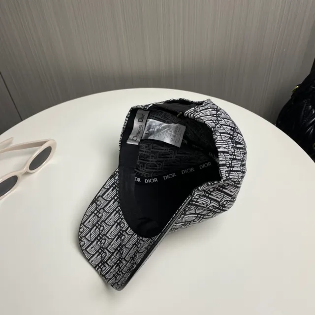 Dior Oblique Jacquard Gold Logo Black Leather Brim Casquette de baseball 5