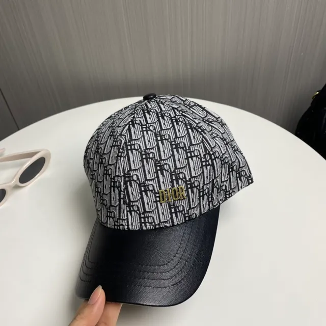 Dior Oblique Jacquard Gold Logo Black Leather Brim Casquette de baseball 8