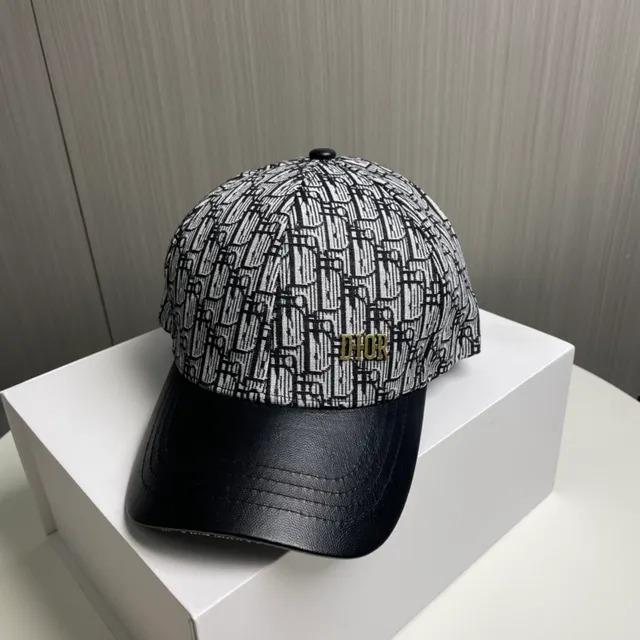 Dior Oblique Jacquard Gold Logo Black Leather Brim Casquette de baseball 9