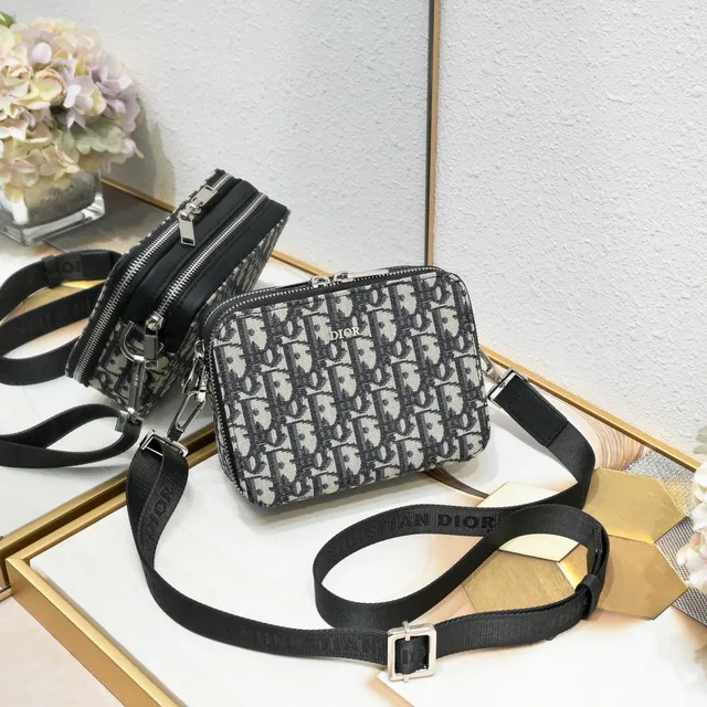 Dior Oblique Jacquard Bolsa mensageira cinza 24