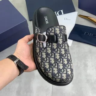 Dior Oblique Monogram कैनवास काला पट्टा चप्पल