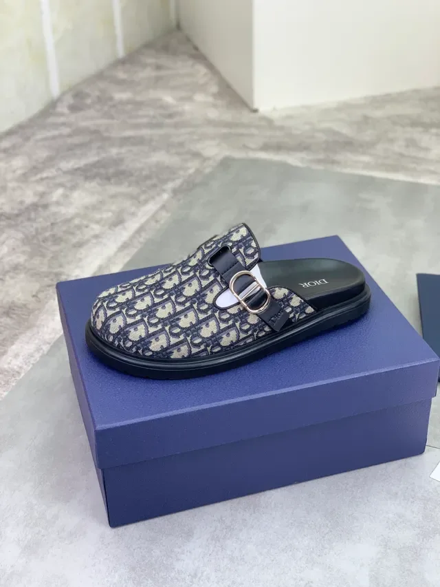 Dior Oblique Monogram Canvas Black Strap Slippers 4