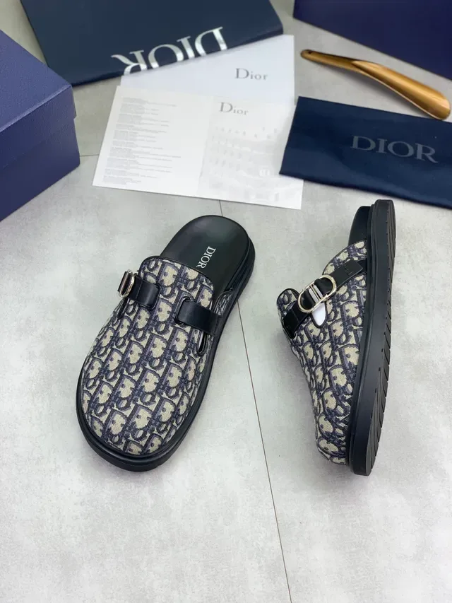 Dior Oblique Monogram Canvas Black Strap Slippers 5
