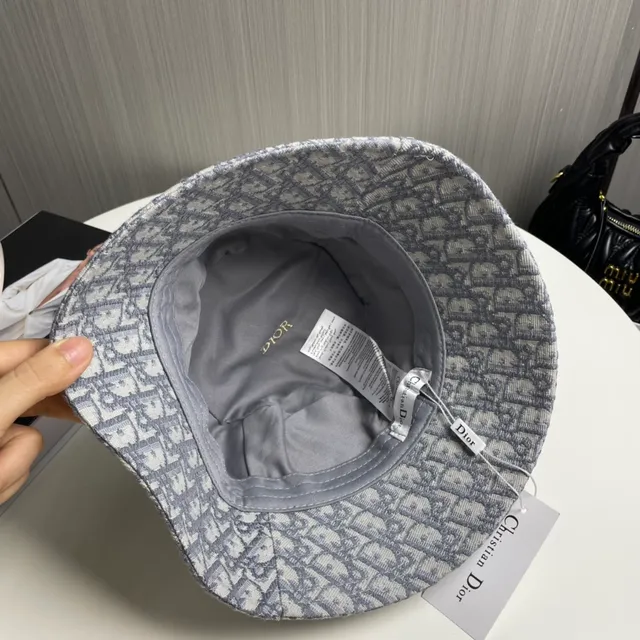 Dior Oblique Monogram Gold Logo Bucket Hat 5