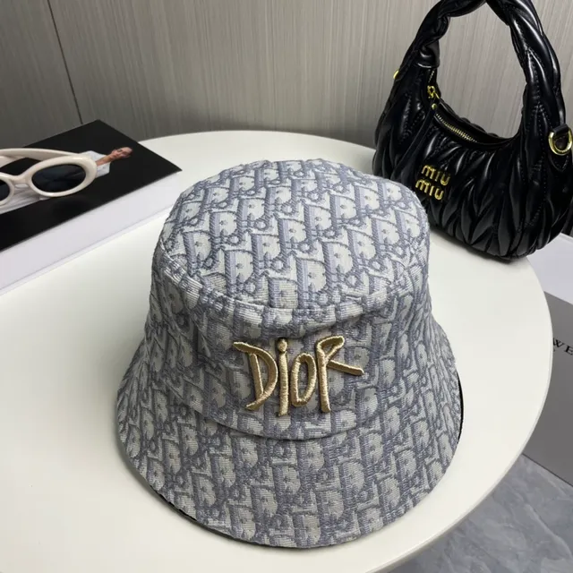 Dior Oblique Monogram Gold Logo Bucket Hat 6