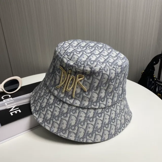 Dior Oblique Monogram Gold Logo Bucket Hat 7