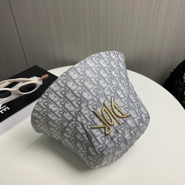 Dior Oblique Monogram Gold Logo Bucket Hat 9