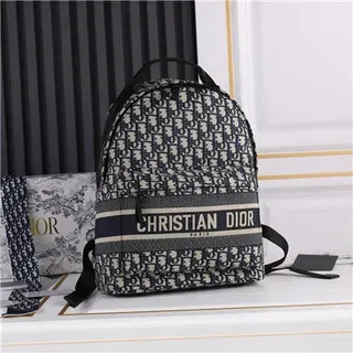 Dior Oblique Monogram Navy and Beige Casual Backpack