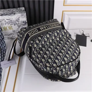 Dior Oblique Monogram Navy and Beige Casual Backpack 6
