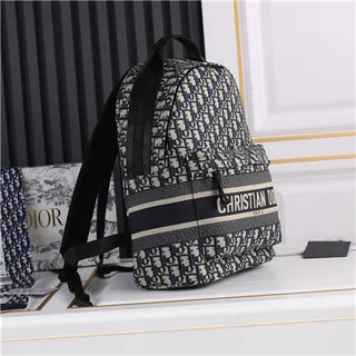 Dior Oblique Monogram Navy and Beige Casual Backpack 9