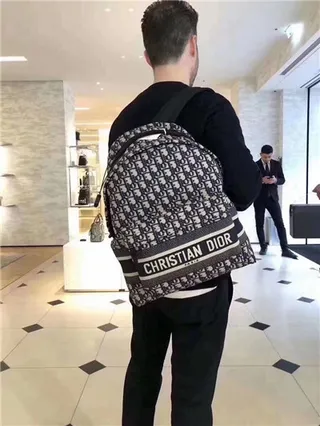 Dior Oblique Monogram Navy and Beige Casual Backpack 18