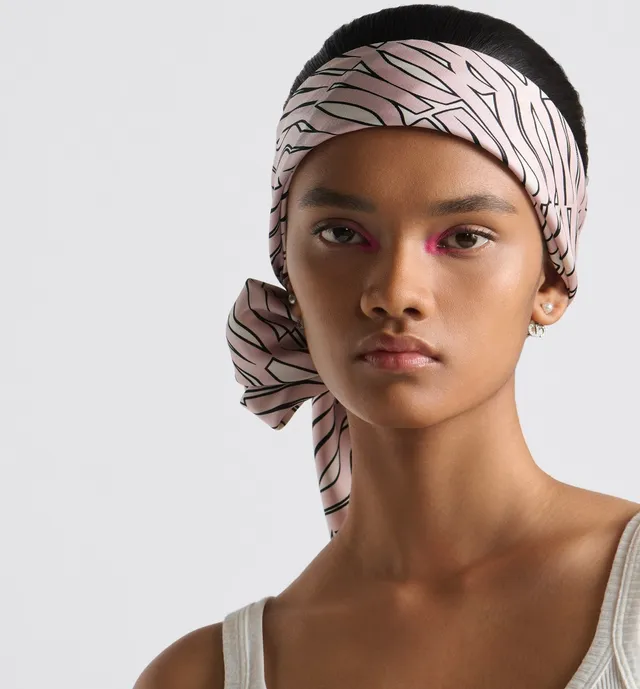 Dior Oblique Pink and Black Silk Scarf 3