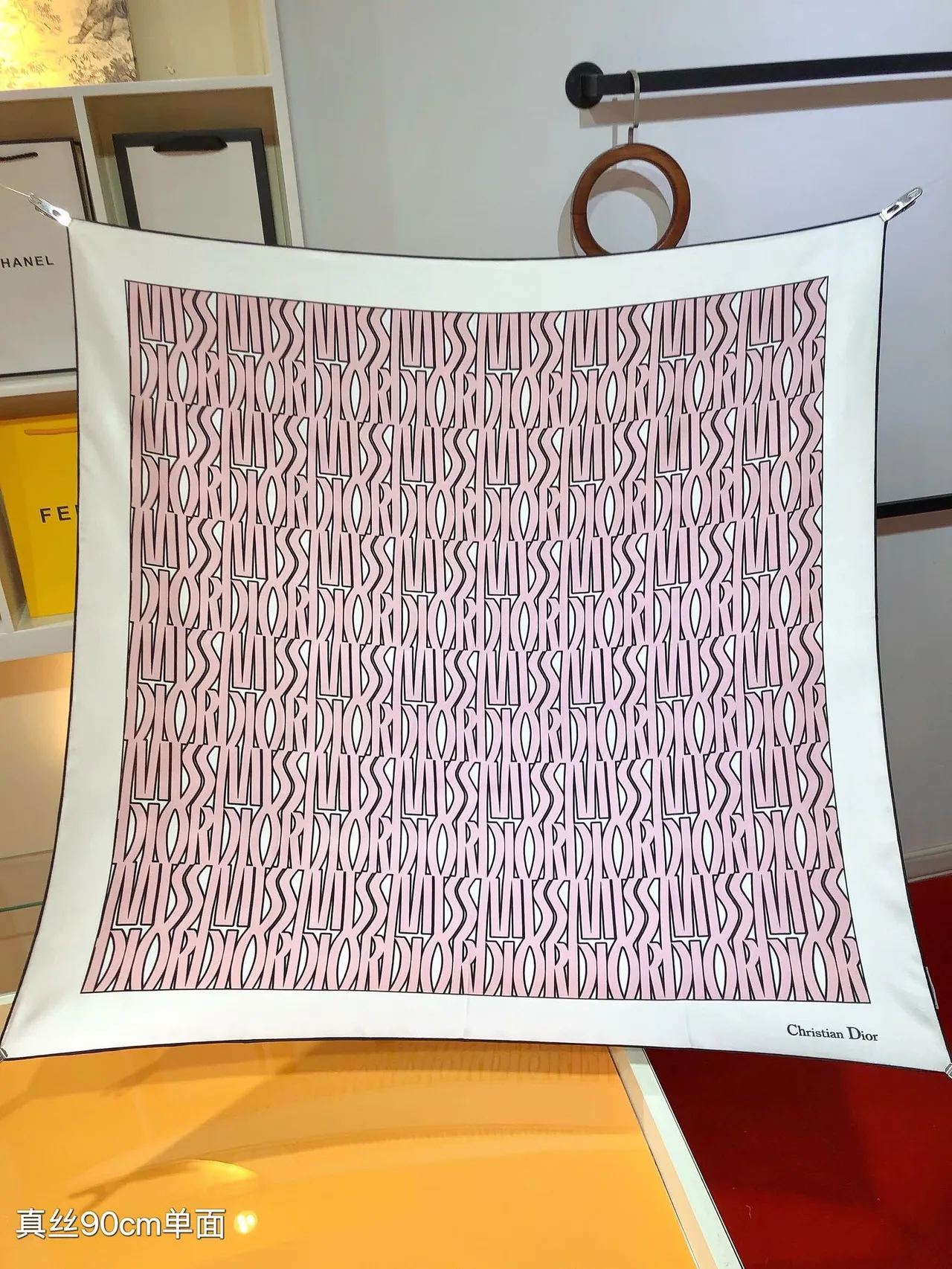 Dior Oblique Pink and Black Silk Scarf 5