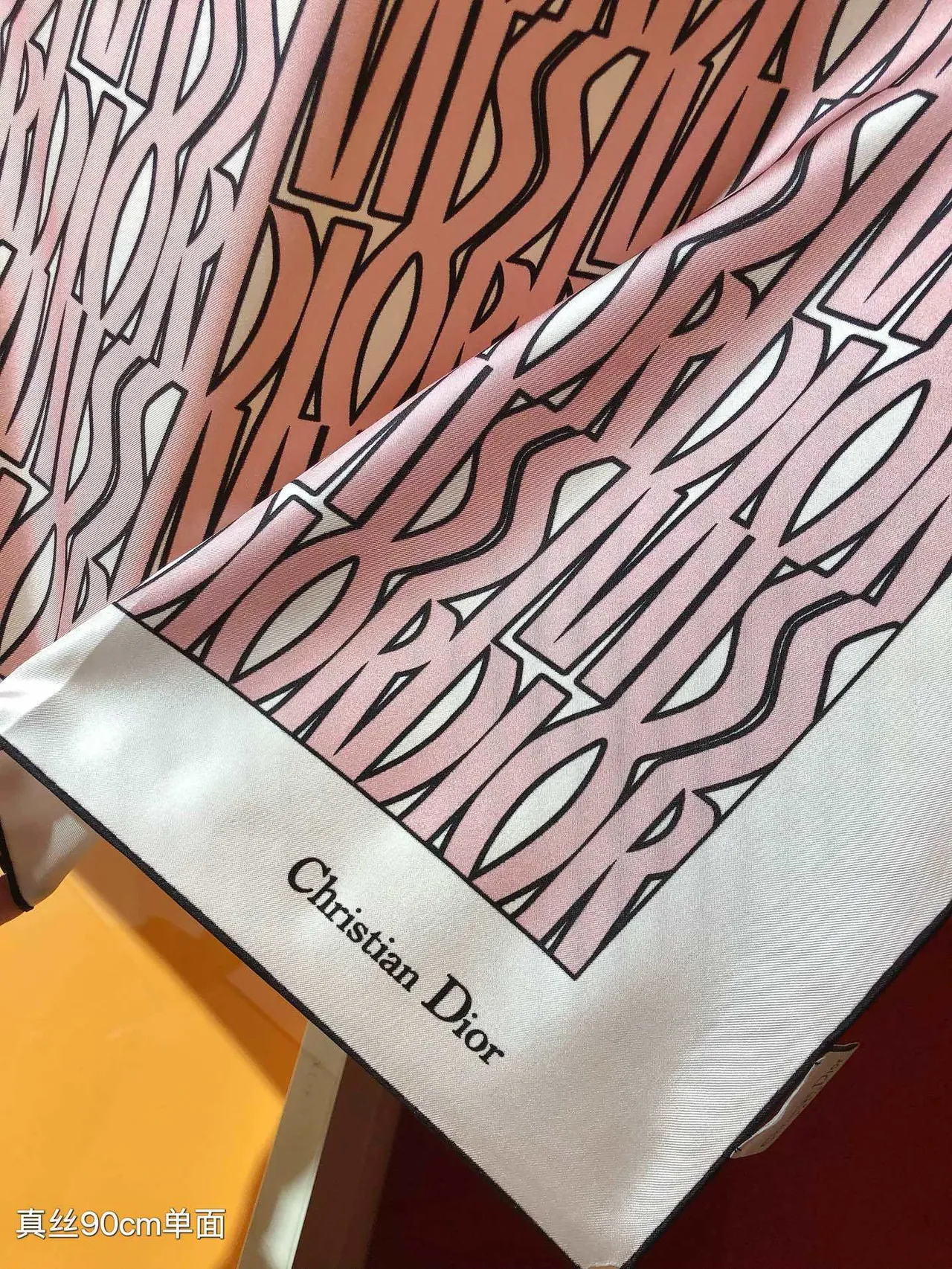 Dior Oblique Pink and Black Silk Scarf 6