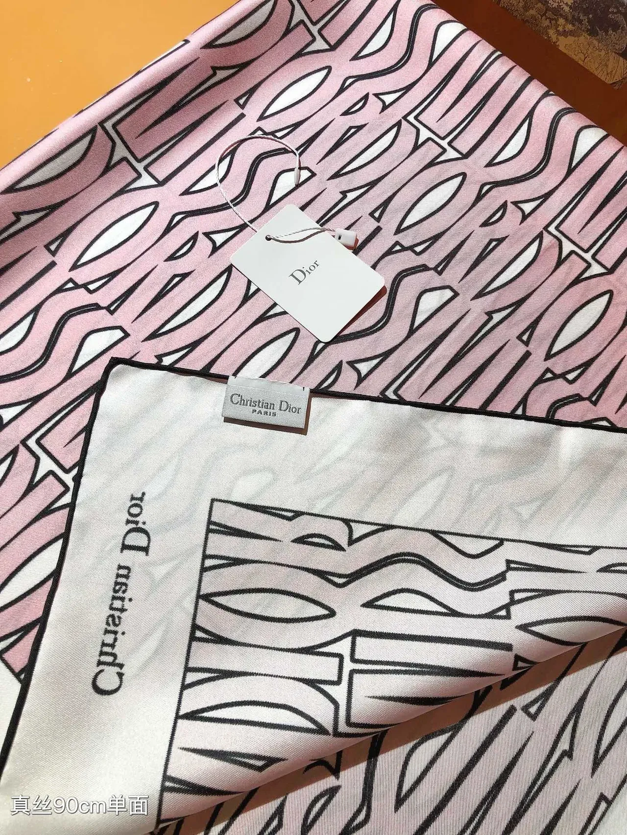 Dior Oblique Pink and Black Silk Scarf 8
