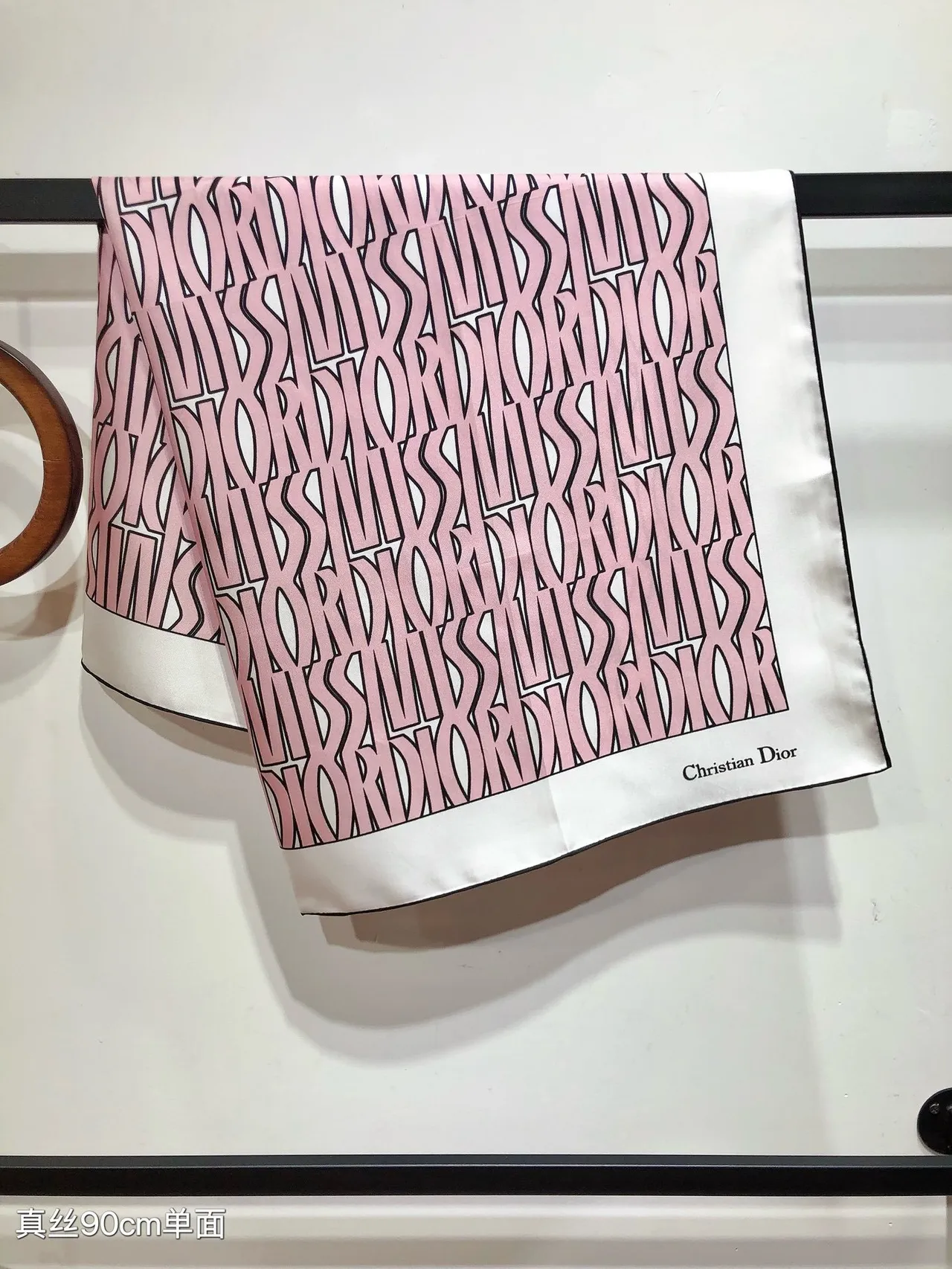 Dior Oblique Pink and Black Silk Scarf 9