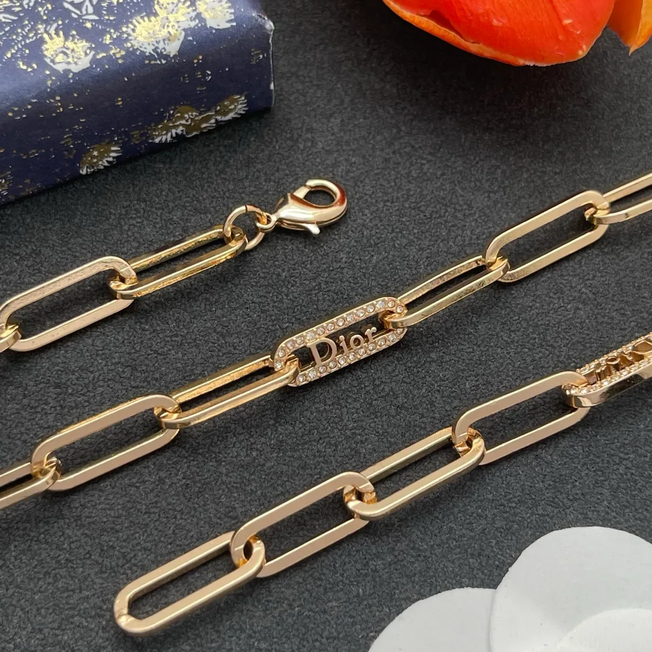 Dior Paperclip-Link Logo Chain Necklace 4