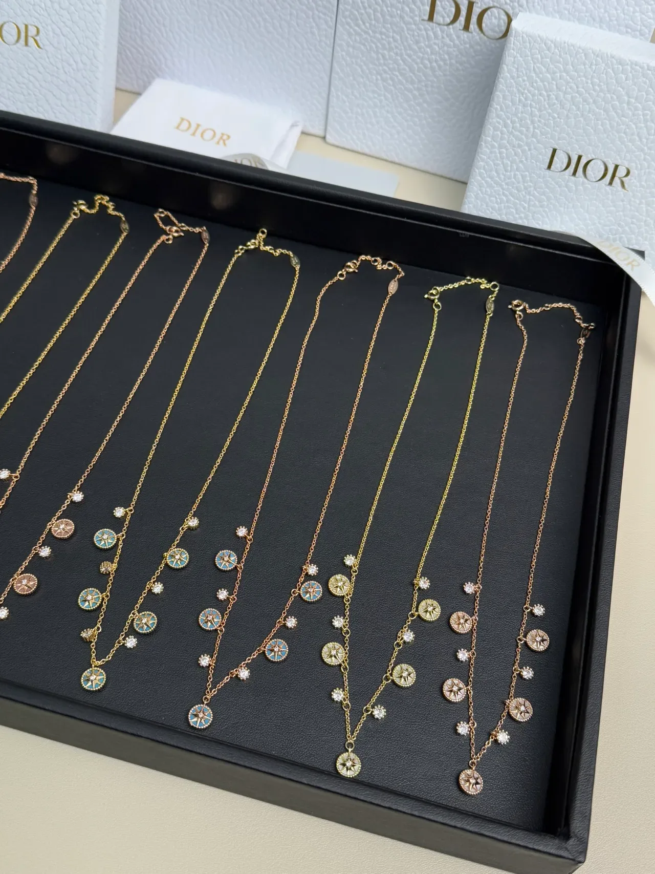 Dior Rose des Vents Colier Multi-Pendant Cristal et Émail 8