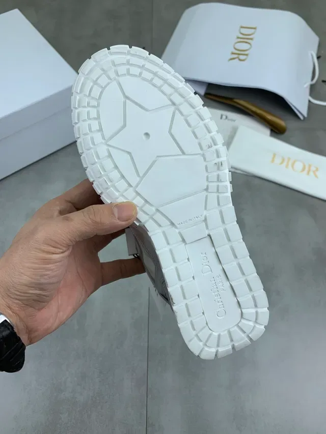 Dior Silver White Metallic Leather Contrast Laces Chunky Sneakers 2