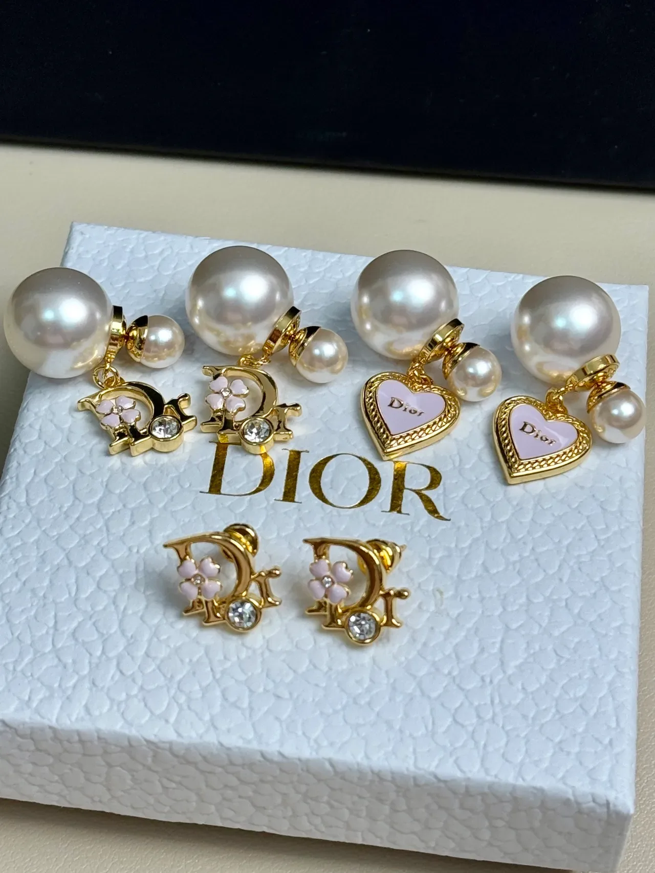 Dior White Gold Pearl Strand D-Charm Necklace 2