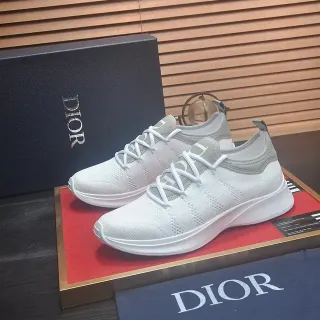 Dior White Gray Knit Upper Engineered Mesh Lifestyle Sneakers