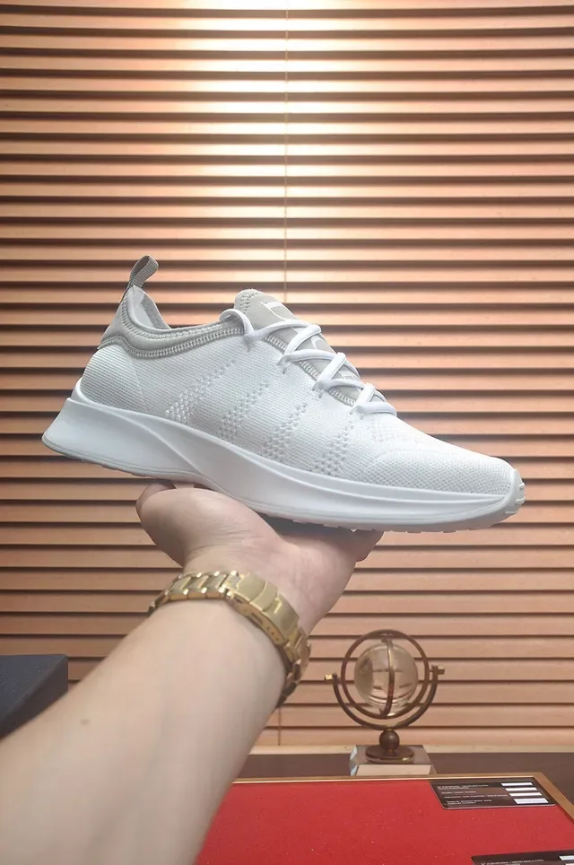 Dior White Gray Knit Upper Engineered Mesh Lifestyle Sneakers 4