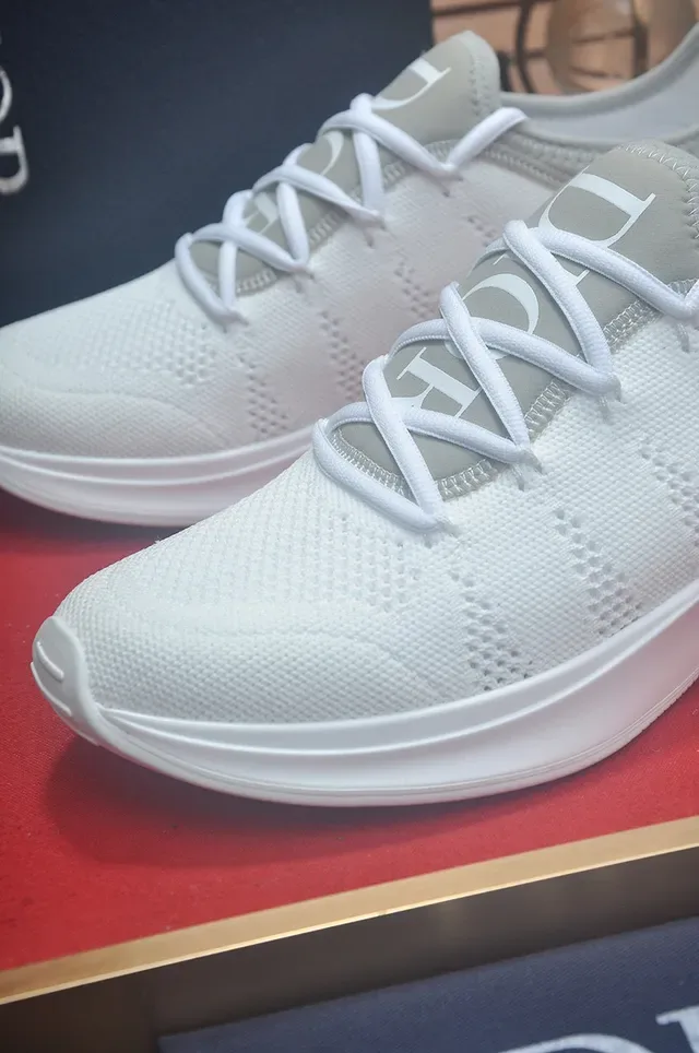 Dior White Gray Knit Upper Engineered Mesh Lifestyle Sneakers 8