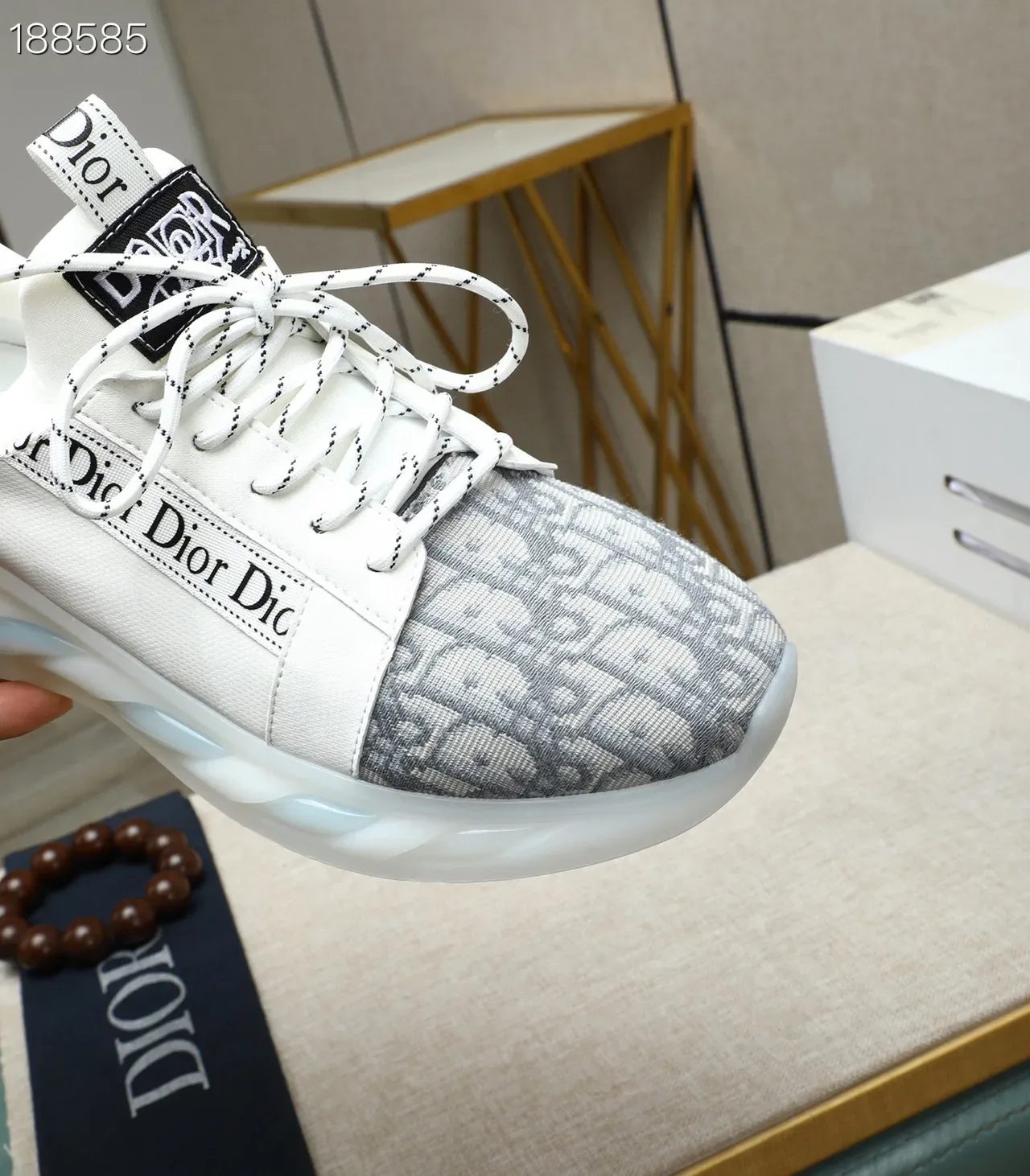 Dior White Gray Low-Top Oblique Jacquard Toe Lifestyle Sneakers 5