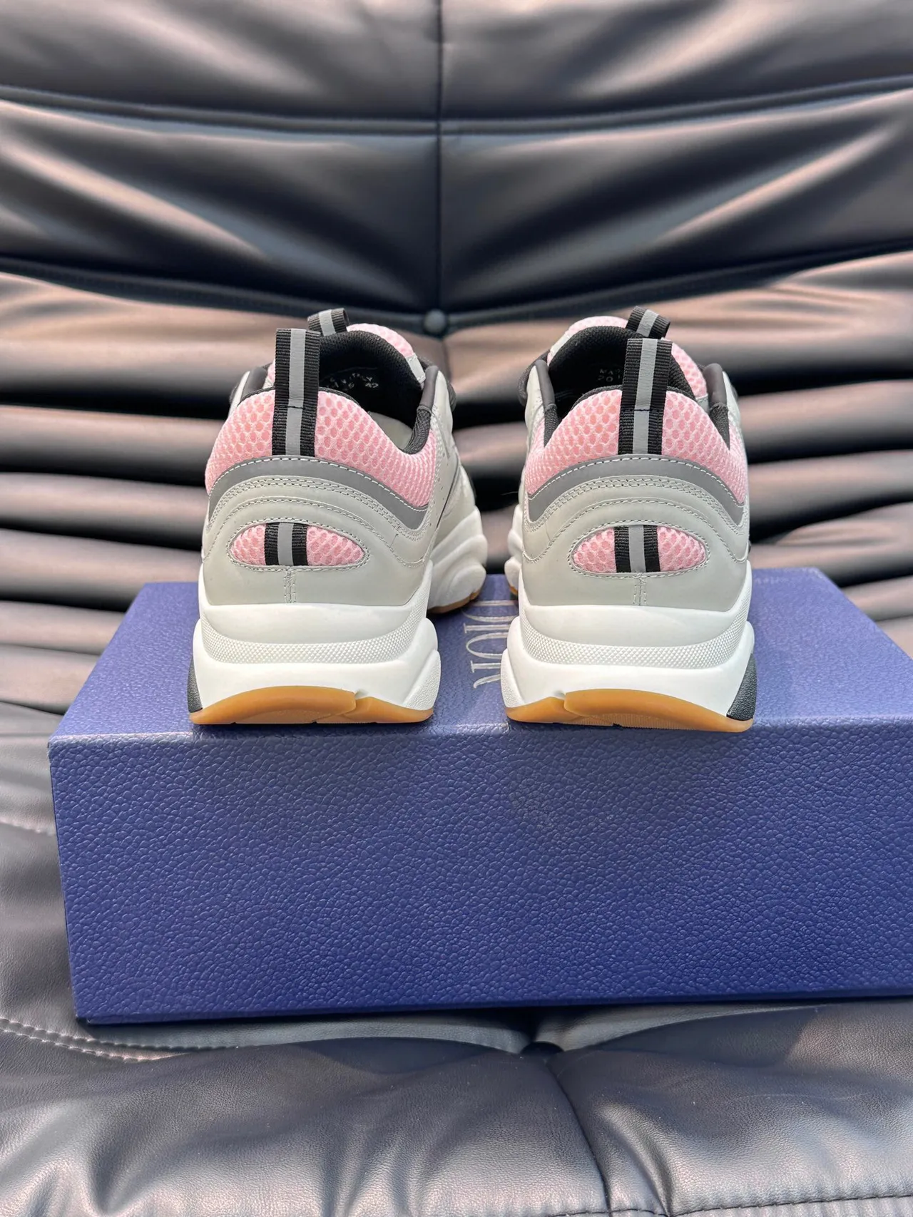 Dior White Pink Sole Mesh And Synthetic Overlay Construction Chunky Sneakers 6