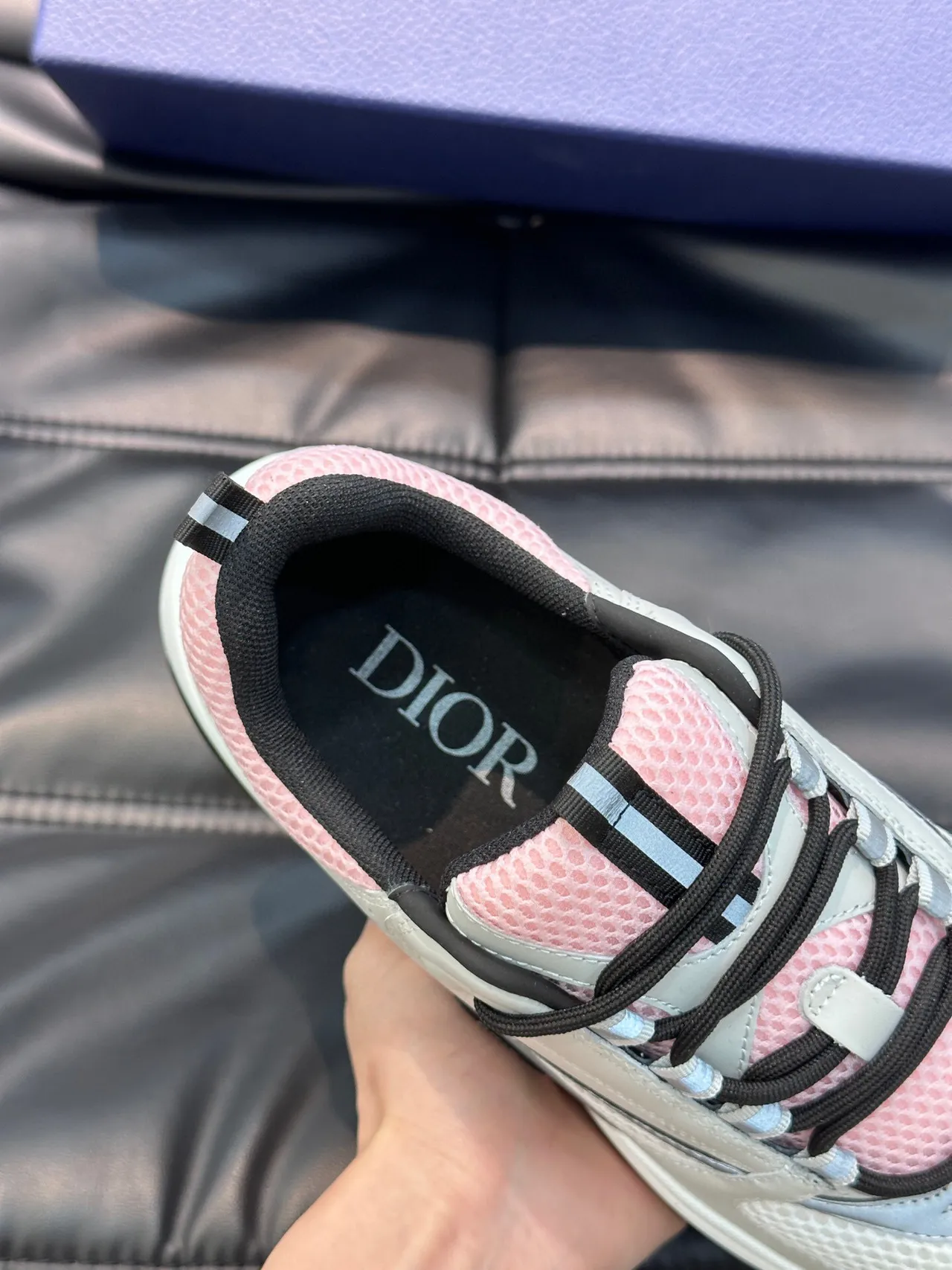 Dior White Pink Sole Mesh And Synthetic Overlay Construction Chunky Sneakers 8