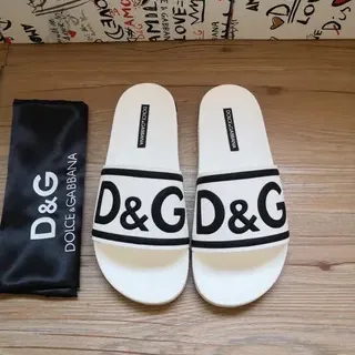 Dolce & Gabbana D&G شعار حزام نعالي أبيض