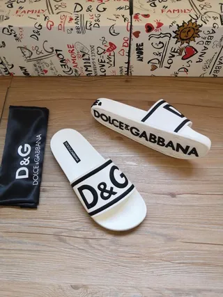 Dolce & Gabbana D&G شعار حزام نعالي أبيض 3