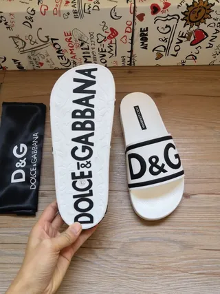 Dolce & Gabbana D&G شعار حزام نعالي أبيض 4