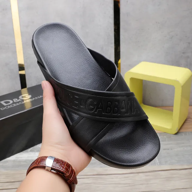 Dolce & Gabbana logo embossé cross-strap pantoufles noires 4
