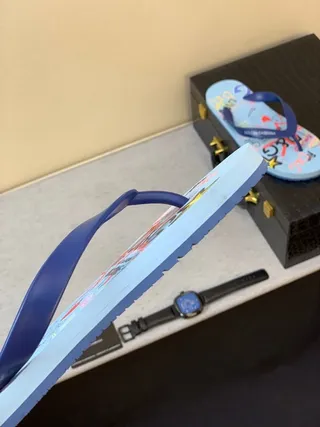 Dolce & Gabbana Graphic-Print Light Blue and Navy Slippers 7