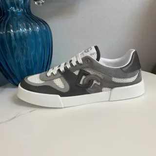 Dolce & Gabbana Gray White Chunky Platform Sole Mesh And Suede Paneling Lifestyle Sneakers