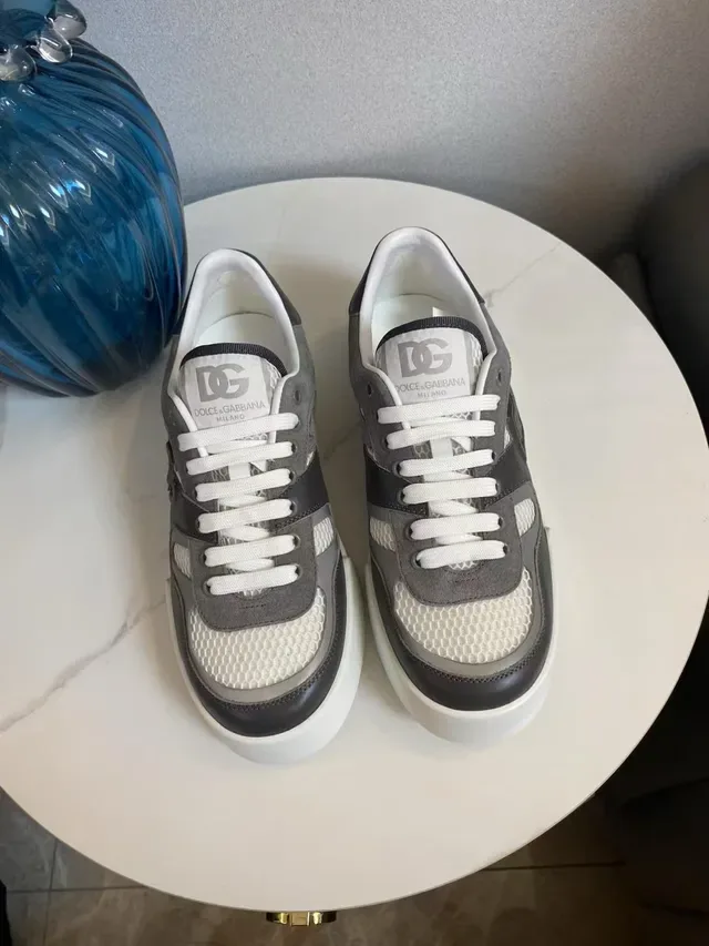 Dolce & Gabbana Cinza Branco Sola Plataforma Chunky Malha e Suede Paneles Sneakers Lifestyle 3