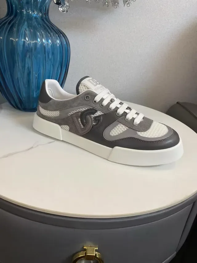 Dolce & Gabbana Cinza Branco Sola Plataforma Chunky Malha e Suede Paneles Sneakers Lifestyle 6